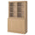 TONSTAD - TONSTAD Storage comb w sliding glass doors, oak veneer/clear glass, 121x47x201 cm