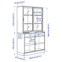 TONSTAD - Storage comb w sliding glass doors, oak veneer/clear glass, 121x47x201 cm