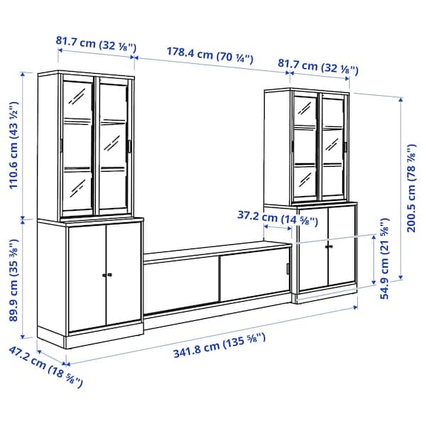 TONSTAD - TV combination, oak veneer/clear glass, , - best price from Maltashopper.com 19515061