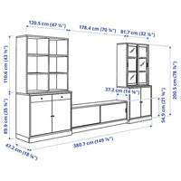 TONSTAD - TV storage combination, oak veneer/clear glass, 381x47x201 cm
