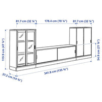 TONSTAD - TV combination with sliding doors, oak veneer brown/mordant/clear glass, , - best price from Maltashopper.com 29515051