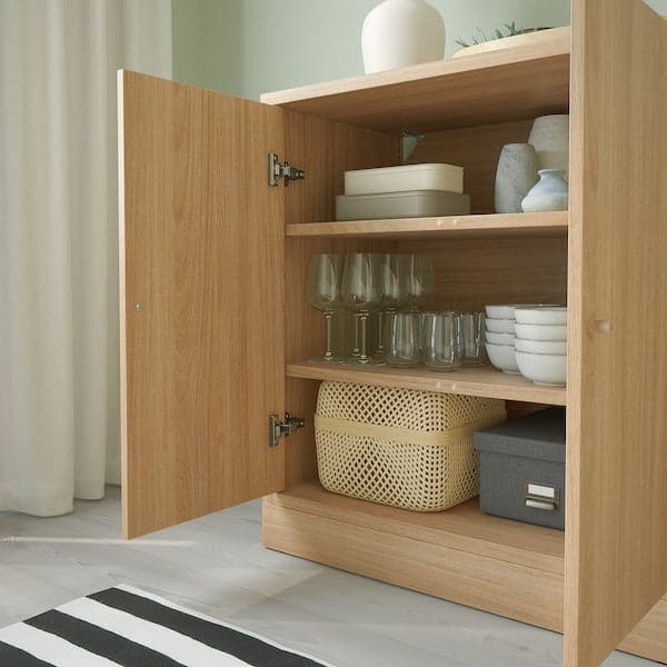 TONSTAD - Cabinet with doors, oak veneer, 82x47x90 cm - best price from Maltashopper.com 00489236