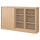 TONSTAD - TONSTAD Storage combination w sliding doors, oak veneer/clear glass, 202x37x120 cm