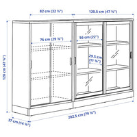 TONSTAD - Storage combination w sliding doors, oak veneer/clear glass, 202x37x120 cm