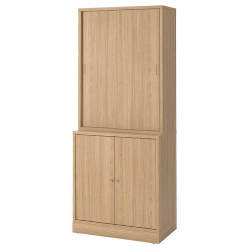 TONSTAD - Storage combination w sliding doors, oak veneer, 82x201 cm
