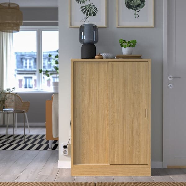 TONSTAD - Cabinet with sliding doors, oak veneer, 82x37x120 cm - best price from Maltashopper.com 10489231