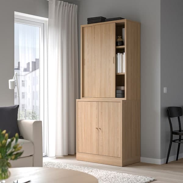 Ikea TONSTAD - Storage combination w sliding doors, oak veneer, 82x47x201 cm