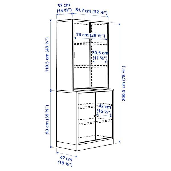 Ikea TONSTAD - Storage combination w sliding doors, oak veneer, 82x47x201 cm