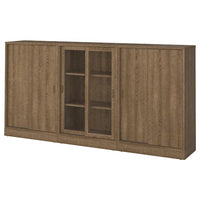 TONSTAD - Cabinet with sliding doors, oak veneer brown/mordant/clear glass, , - best price from Maltashopper.com 99515043