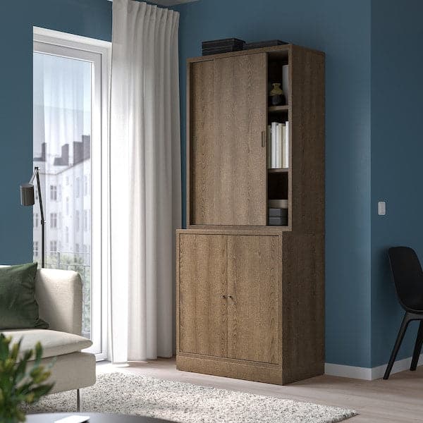 Ikea TONSTAD - Storage combination w sliding doors, brown stained oak veneer, 82x47x201 cm
