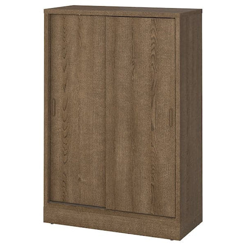 TONSTAD - Cabinet with sliding doors, brown stained oak veneer , 82x37x120 cm