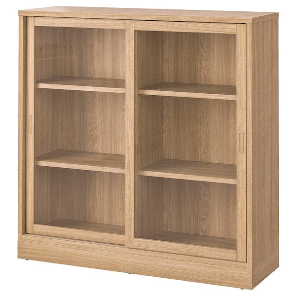 Ikea TONSTAD - Cabinet with sliding glass doors, oak veneer, 121x37x120 cm