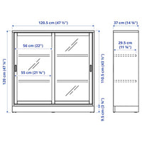 TONSTAD - Cabinet with sliding glass doors, oak veneer, 121x37x120 cm