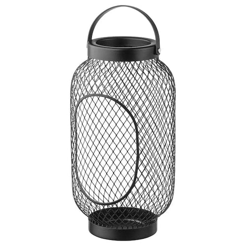 TOPPIG - Lantern for block candle, black, 36 cm