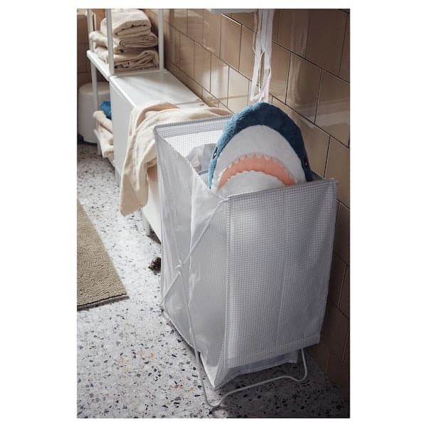 TORKIS - Laundry basket, white/grey, 90 l - best price from Maltashopper.com 90319975