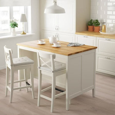 TORNVIKEN - Kitchen island, off-white/oak, 126x77 cm - best price from Maltashopper.com 40391657