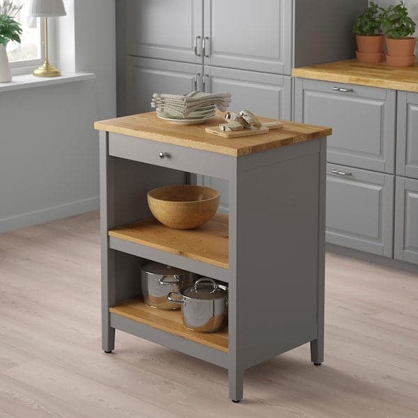 TORNVIKEN - Kitchen island, grey/oak, 72x52 cm - best price from Maltashopper.com 20391658