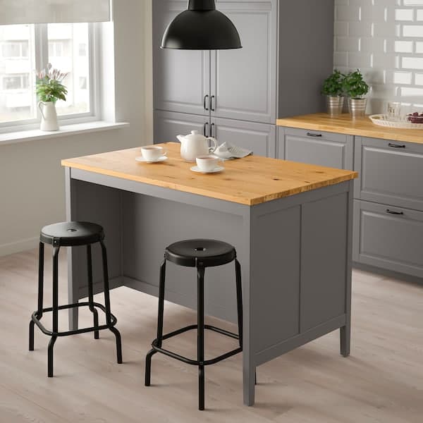 TORNVIKEN - Kitchen island, grey/oak, 126x77 cm - best price from Maltashopper.com 80393372