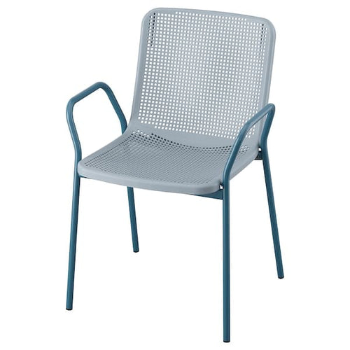 TORPARÖ - Chair with armrests, in/outdoor, light grey-blue