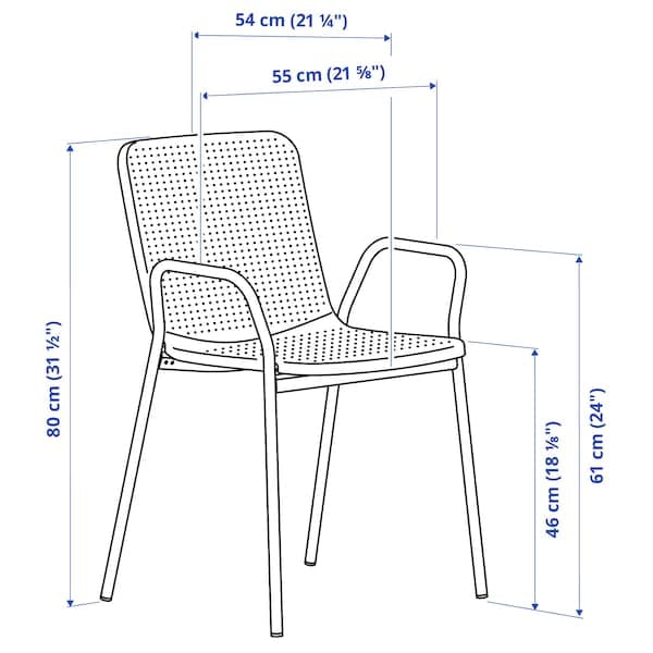 TORPARÖ - Table+4 chairs w armrests, outdoor, white/light grey-blue, 130 cm - best price from Maltashopper.com 49494868