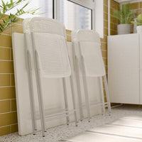 TORPARÖ - Table+4 folding chairs, outdoor, white/white/grey, 130 cm - best price from Maltashopper.com 89494866