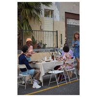 TORPARÖ - Table+4 folding chairs, outdoor, white/white/grey, 130 cm - best price from Maltashopper.com 89494866