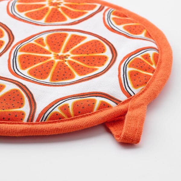 Ikea TORVFLY - Pot holder, patterned/orange