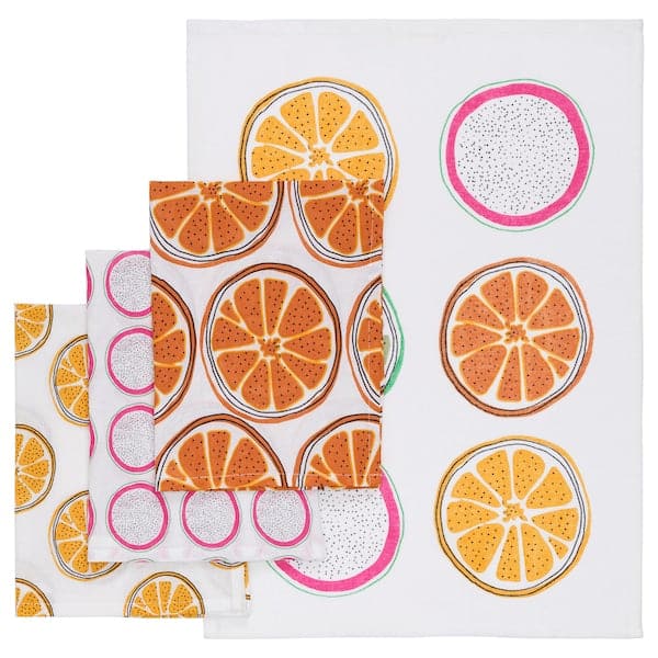 Ikea TORVFLY - Tea towel, patterned/orange, 45x60 cm