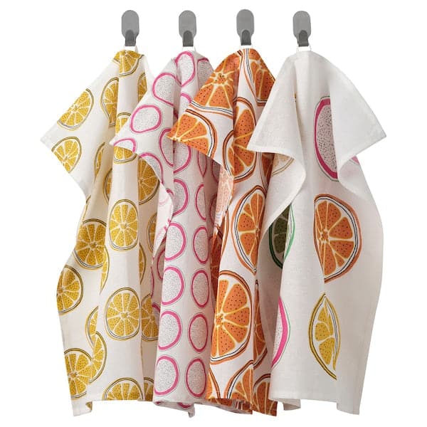 Ikea TORVFLY - Tea towel, patterned/orange, 45x60 cm