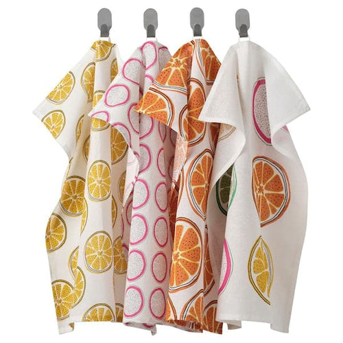 TORVFLY - Tea towel, patterned/orange, 45x60 cm