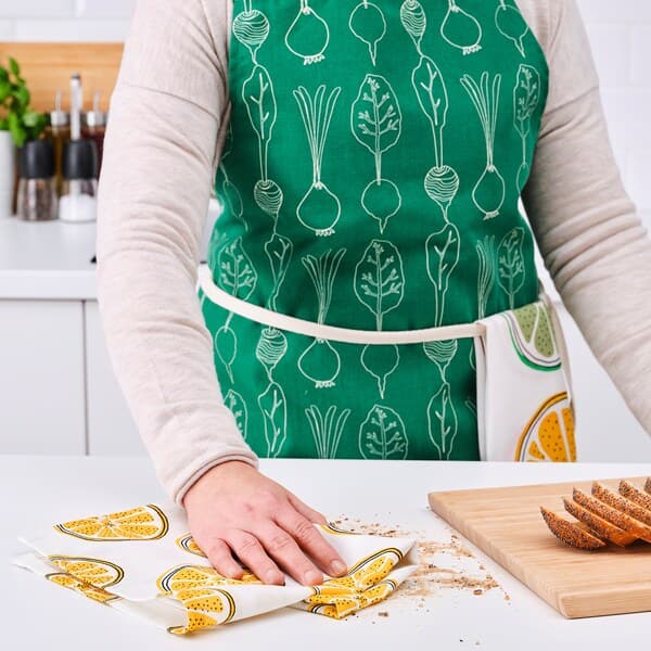 Ikea TORVFLY - Tea towel, patterned/orange, 45x60 cm