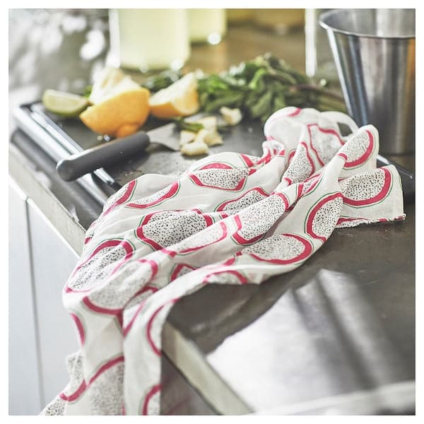 Ikea TORVFLY - Tea towel, patterned/orange, 45x60 cm