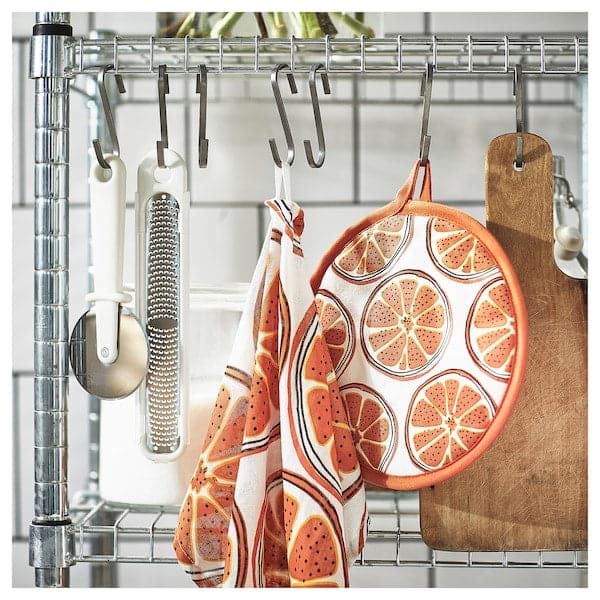 Ikea TORVFLY - Tea towel, patterned/orange, 45x60 cm