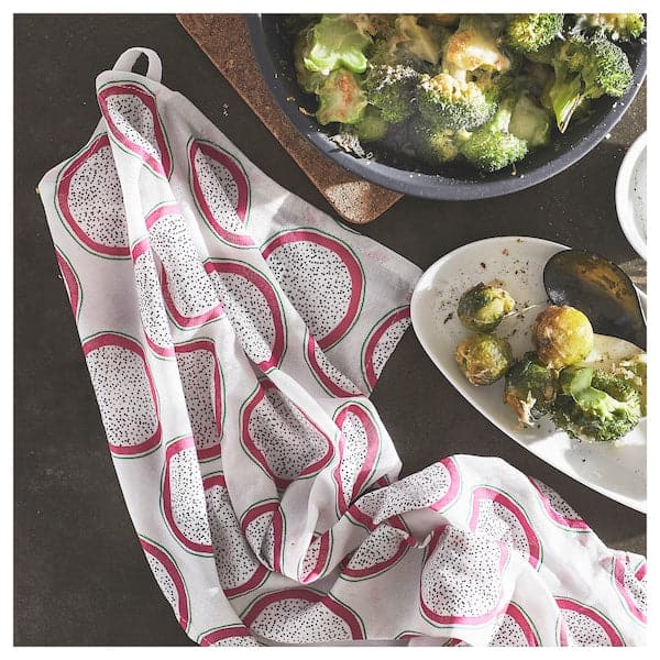 Ikea TORVFLY - Tea towel, patterned/orange, 45x60 cm