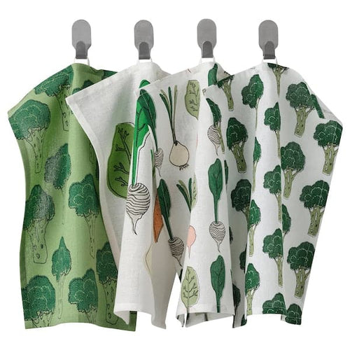 TORVFLY - Tea towel, patterned/green, 30x40 cm