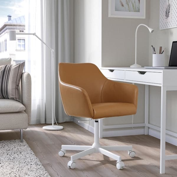 Ikea TOSSBERG / MALSKÄR - Swivel chair, Grann light brown/white ,
