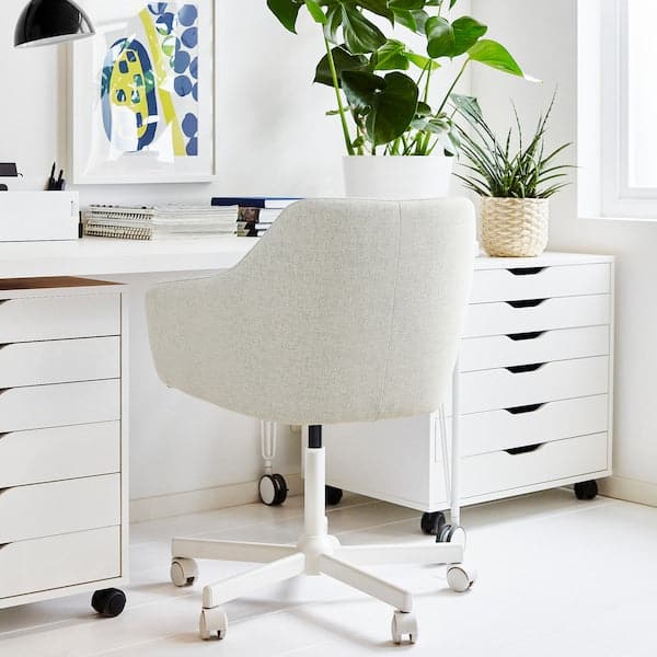 TOSSBERG / MALSKÄR - Swivel chair, Gunnared beige/white , - best price from Maltashopper.com 79508232