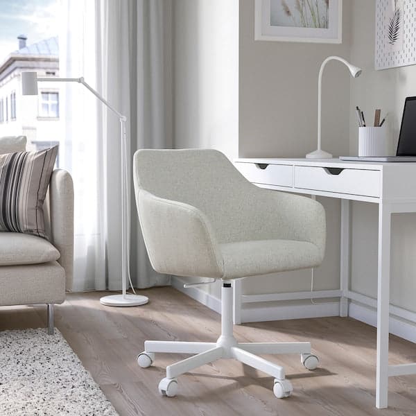 TOSSBERG / MALSKÄR - Swivel chair, Gunnared beige/white , - best price from Maltashopper.com 79508232