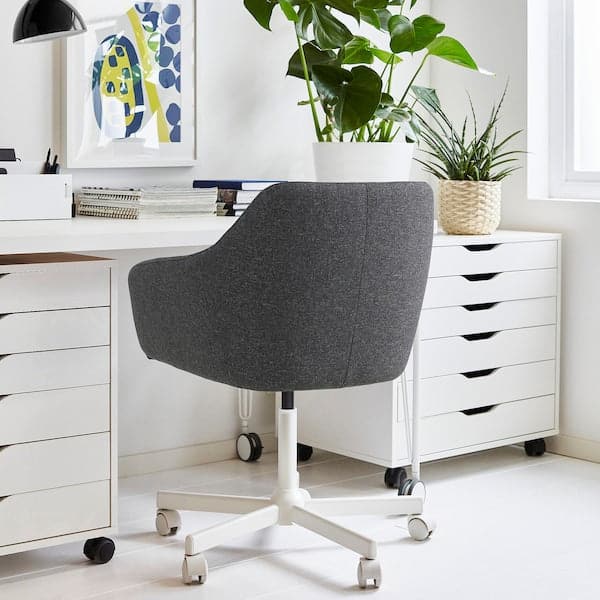 TOSSBERG / MALSKÄR - Swivel chair, Gunnared dark grey/white , - best price from Maltashopper.com 09508240
