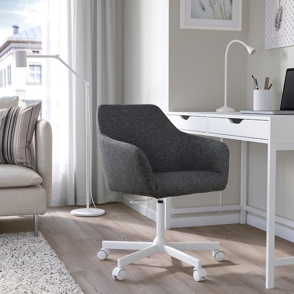 Ikea TOSSBERG / MALSKÄR - Swivel chair, Gunnared dark grey/white ,