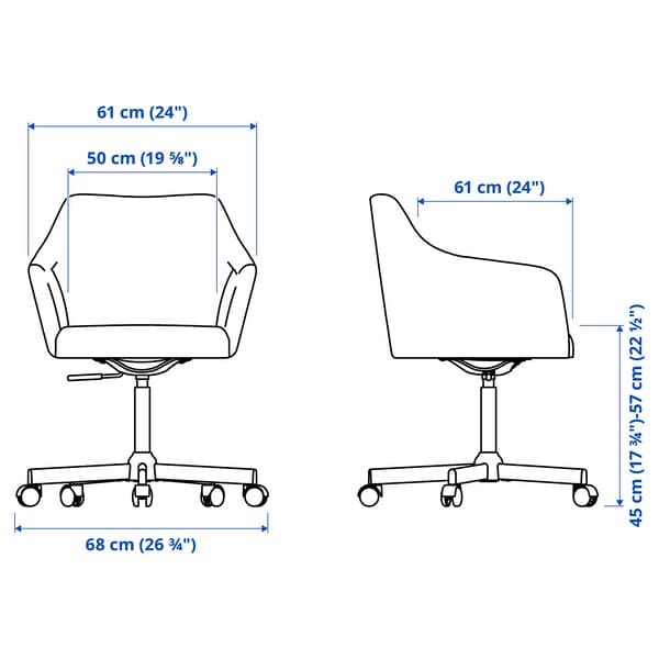 Ikea TOSSBERG / MALSKÄR - Swivel chair, Gunnared dark grey/black ,