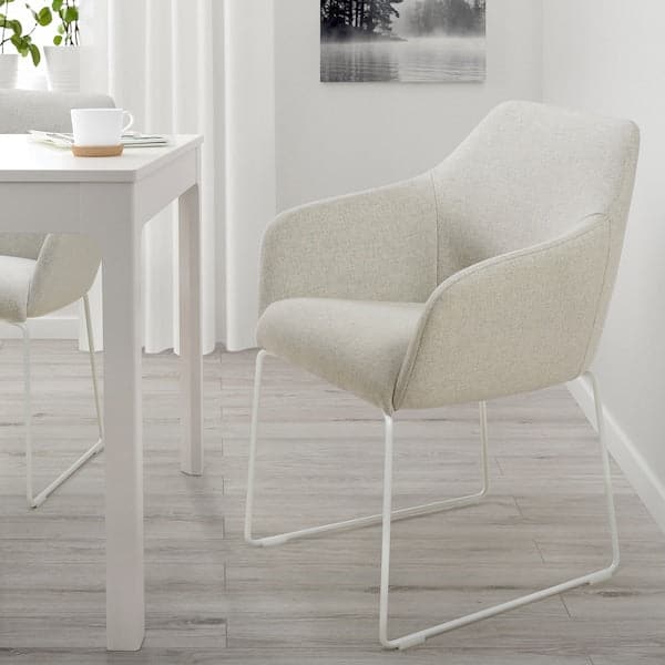 Ikea TOSSBERG - Chair, metal white/Gunnared beige ,
