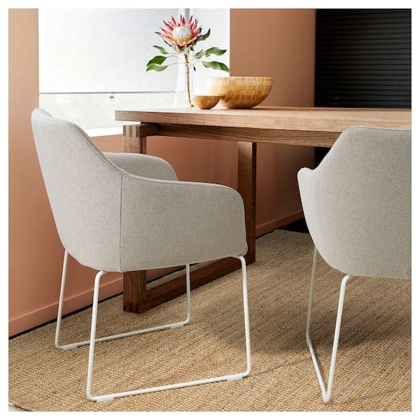 Ikea TOSSBERG - Chair, metal white/Gunnared beige ,