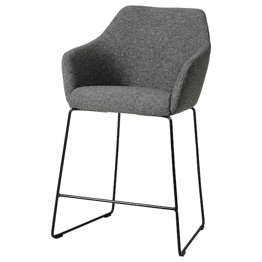 Ikea TOSSBERG - Bar stool with backrest, metal black/Gunnared grey ,