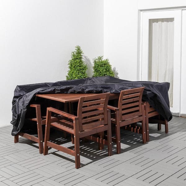 TOSTERÖ - Cover for furniture set, dining set/black, 215x135 cm - best price from Maltashopper.com 80292325