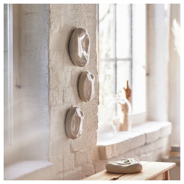 TRÄDGRÄNSEN - Wall decoration, set of 2, ceramic/stones beige - best price from Maltashopper.com 00537954