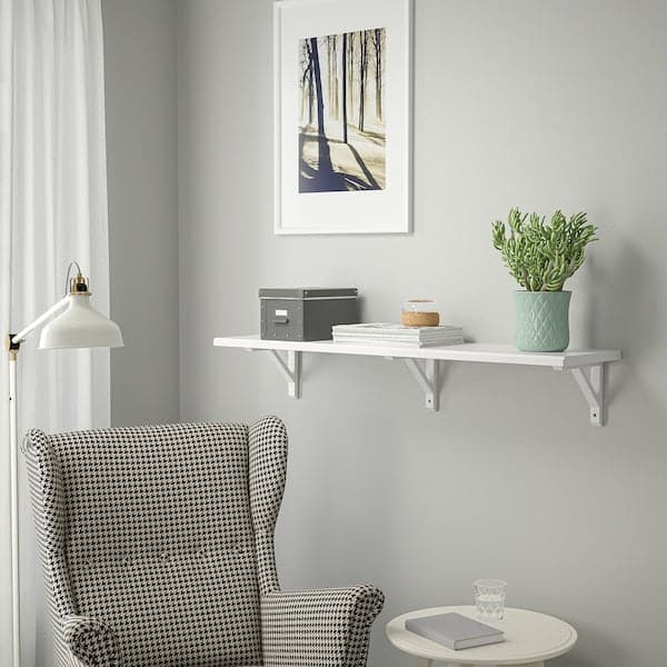 TRANHULT / SANDSHULT - Wall shelf, white stained aspen, 120x30 cm - best price from Maltashopper.com 59326087