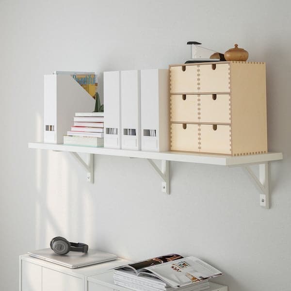 TRANHULT / SANDSHULT - Wall shelf, white stained aspen, 120x30 cm - best price from Maltashopper.com 59326087