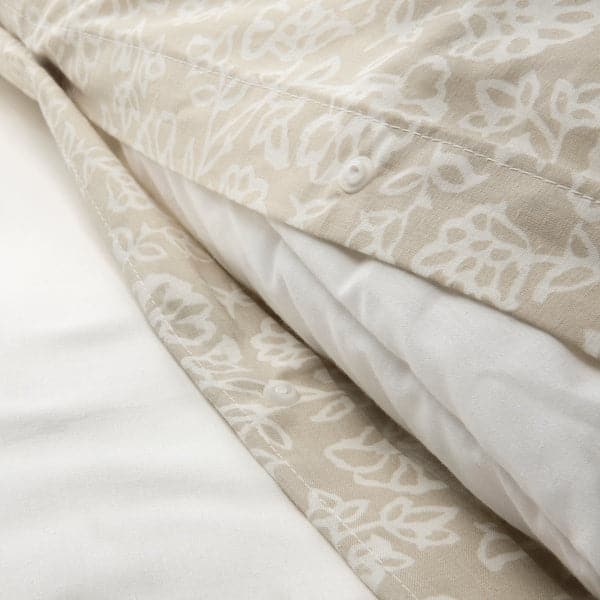 TRINDSTARR - Duvet cover and pillowcase, beige/white , 150x200/50x80 cm - best price from Maltashopper.com 10493247