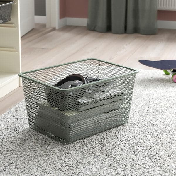 Ikea TROFAST - Storage combination with boxes/tray, white grey/light green-grey, 46x30x94 cm